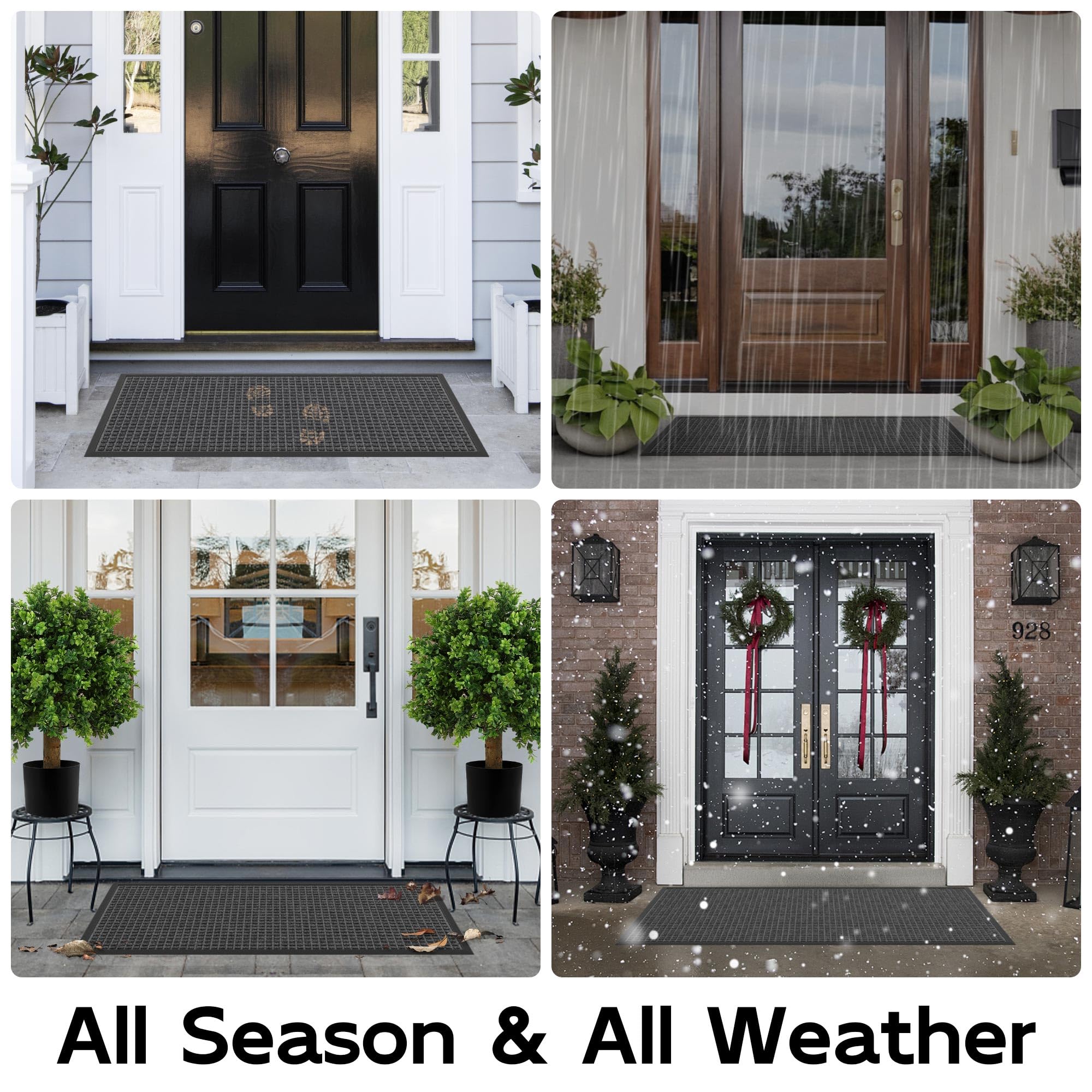 HOMEK outdoor door mat easy to clean by tapping, vacuuming, or hose rinse.