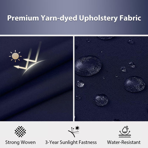 HOMELYSIAN navy blue cushions with non-slip ties secure outdoor seating