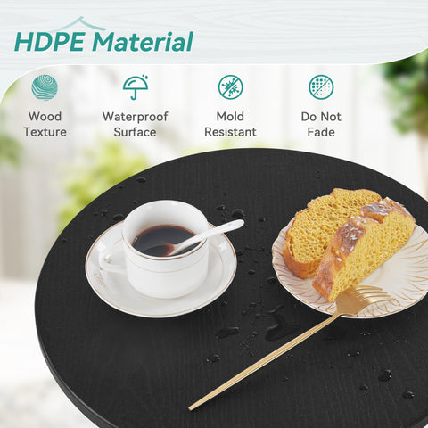 Homenjoy HDPS black round table finish fits decks patios and living spaces