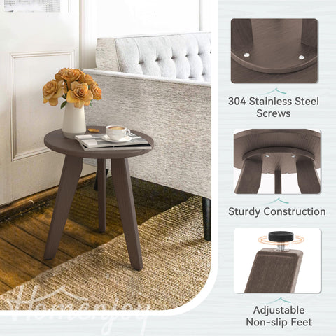 Homenjoy round outdoor side table supporting drinks, plants, or decor on porch.