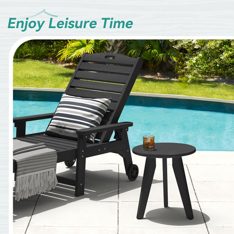 Homenjoy HDPS patio setup showing the round table beside seating for drinks