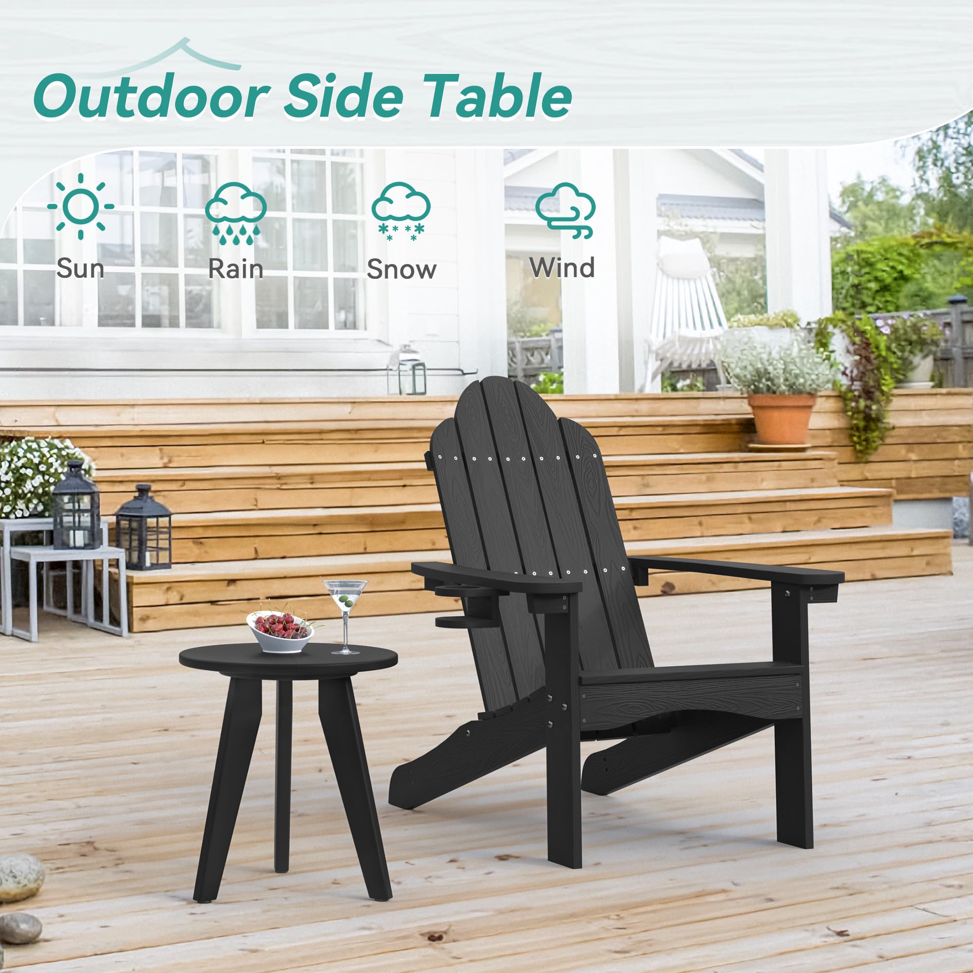 Homenjoy HDPS waterproof round side table demonstrating outdoor durability