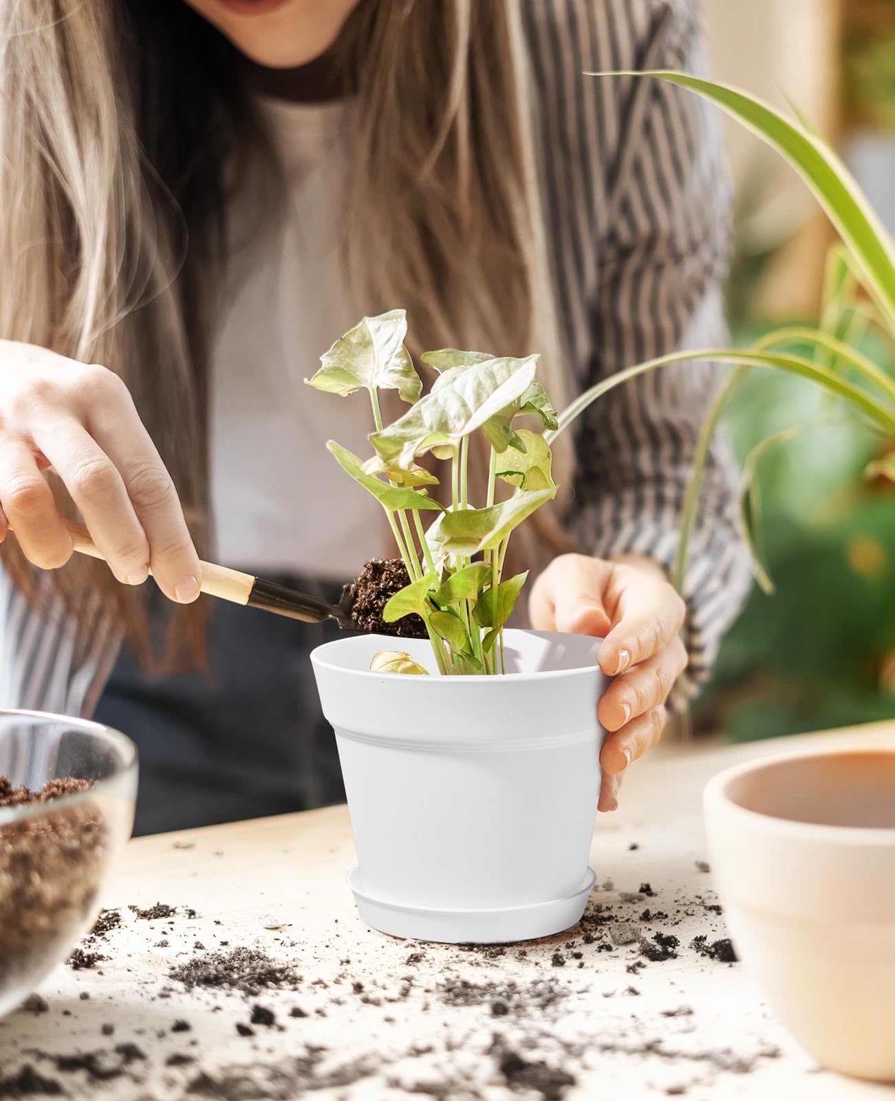 Homenote 15-pack planters with trays for versatile indoor gardening.