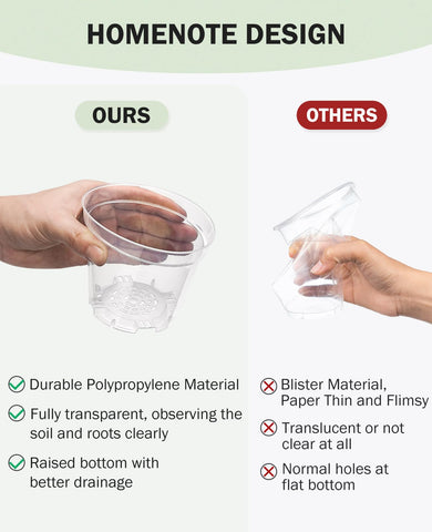 Homenote 4-inch transparent pot design maximizes light exposure for vigorous seedlings.