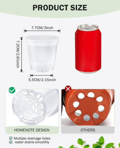 Homenote 60-pack clear pots with labels for seed starting and propagation