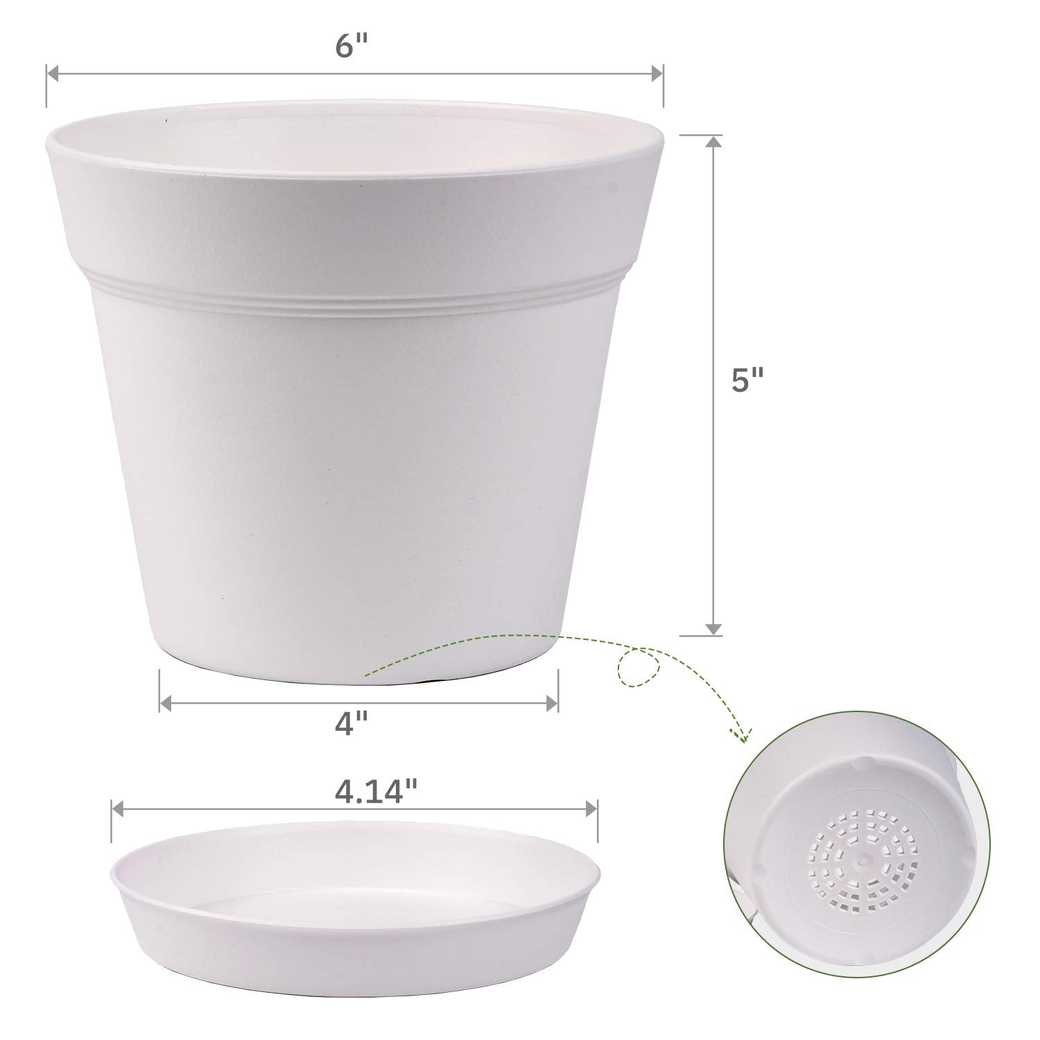 Homenote 6-inch opening planter suitable for small to medium plants.
