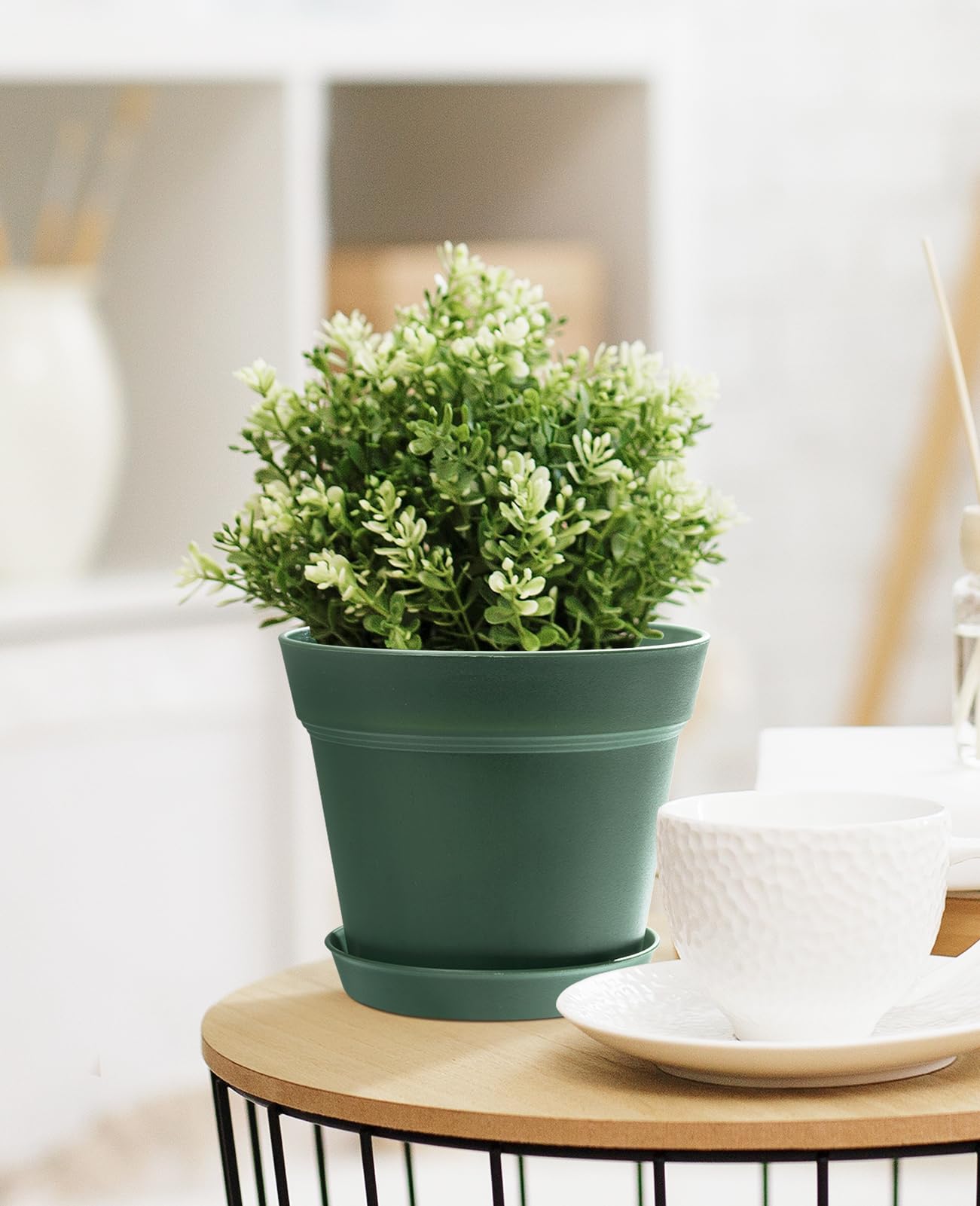 Homenote green planters enhance decor on shelves, balconies, or desks.
