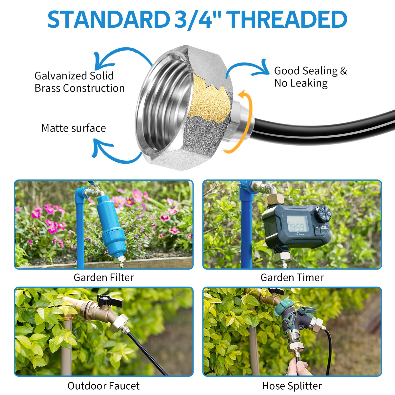 homenote brass adapter 3/4-inch secures hose connection