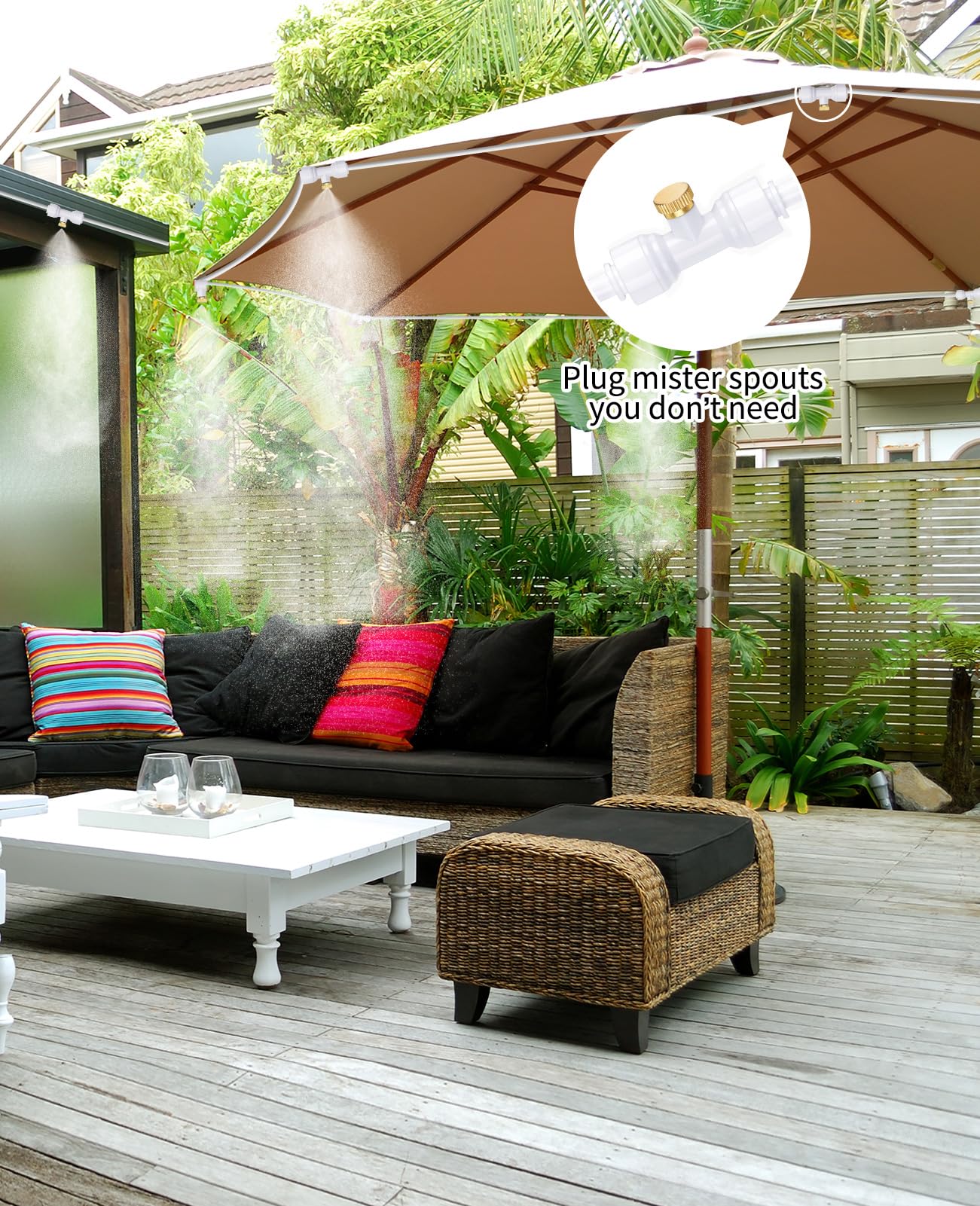 Homenote brass misting nozzle plug ideal for outdoor misting systems.