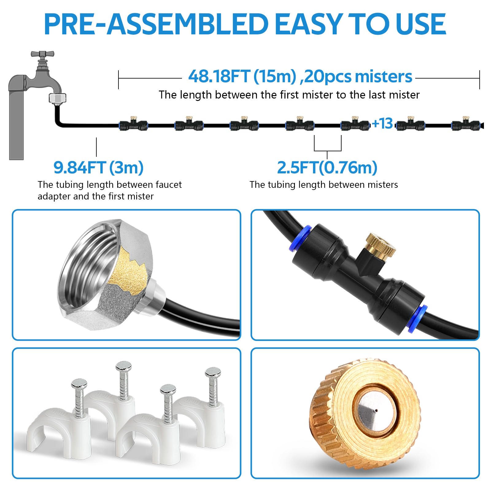 Homenote brass nozzles close-up showing precise misting.