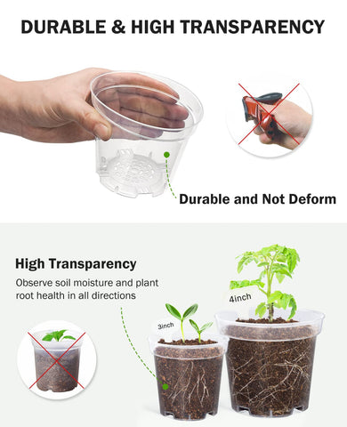 Homenote clear nursery pots 60-pack with labels for plant tracking