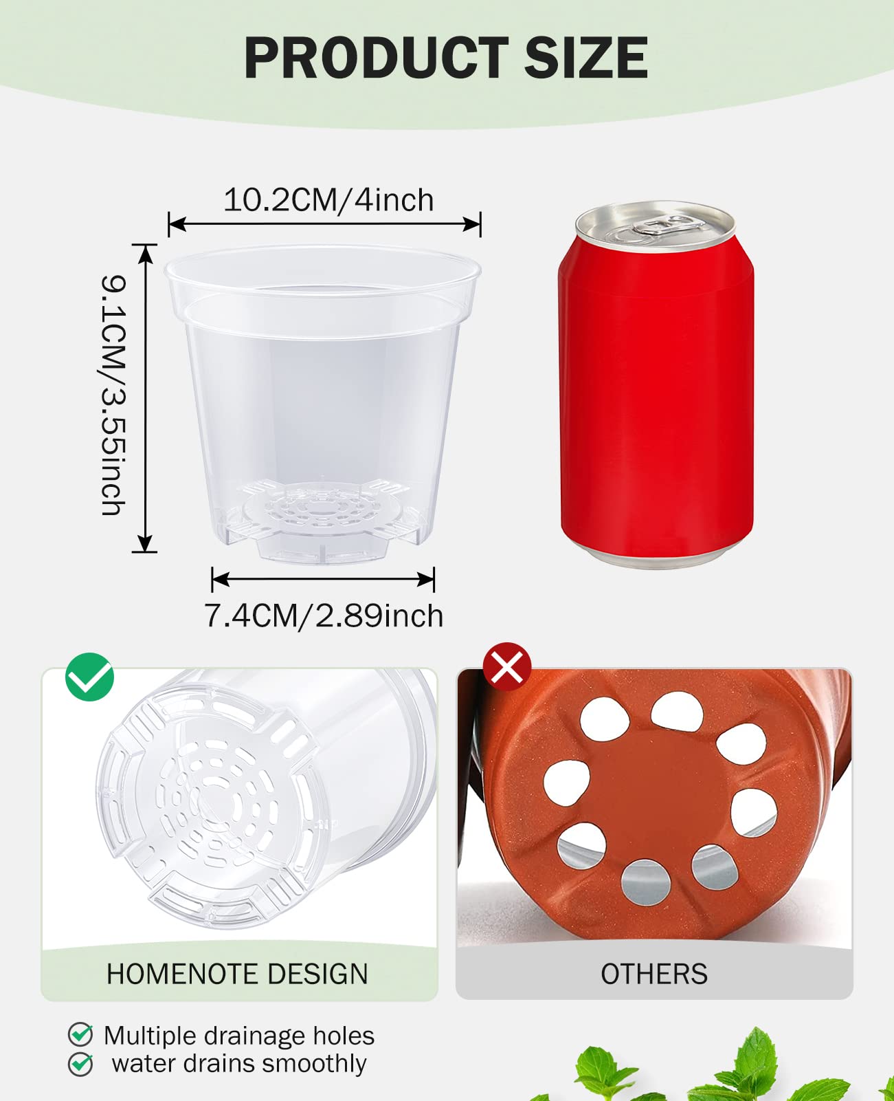 Homenote clear nursery pots ventilated base supports seedling health