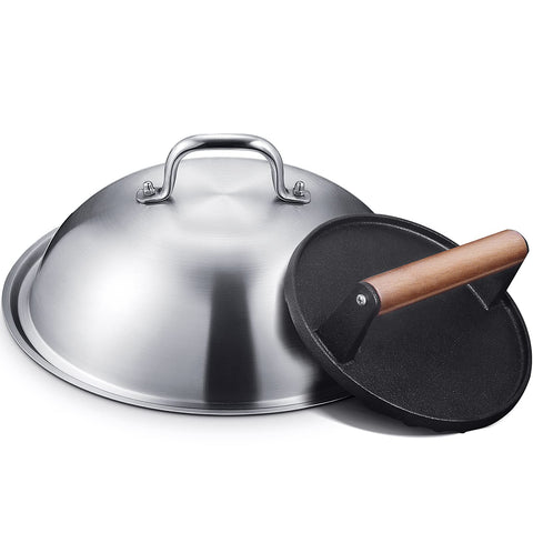 HOMENOTE griddle melting dome 12.5 inch covers burgers evenly for cafe-style results.