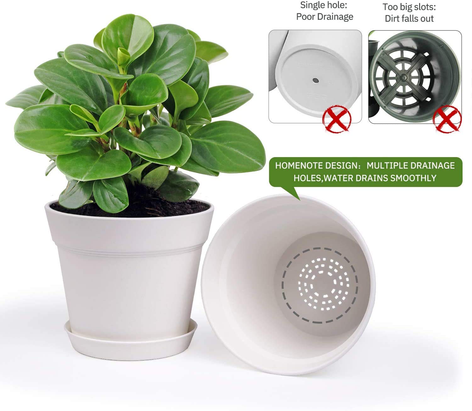 Homenote durable 3mm plastic pots endure daily handling.