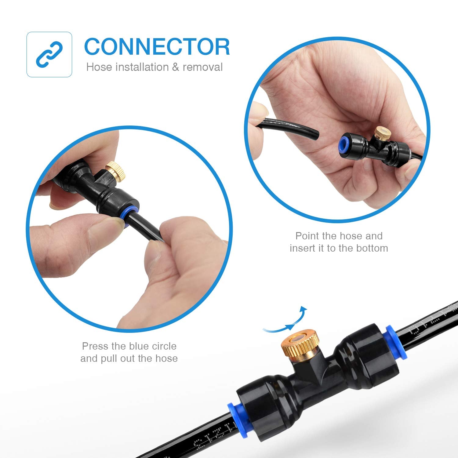 HOMENOTE quick-install misting nozzle requires no tools.