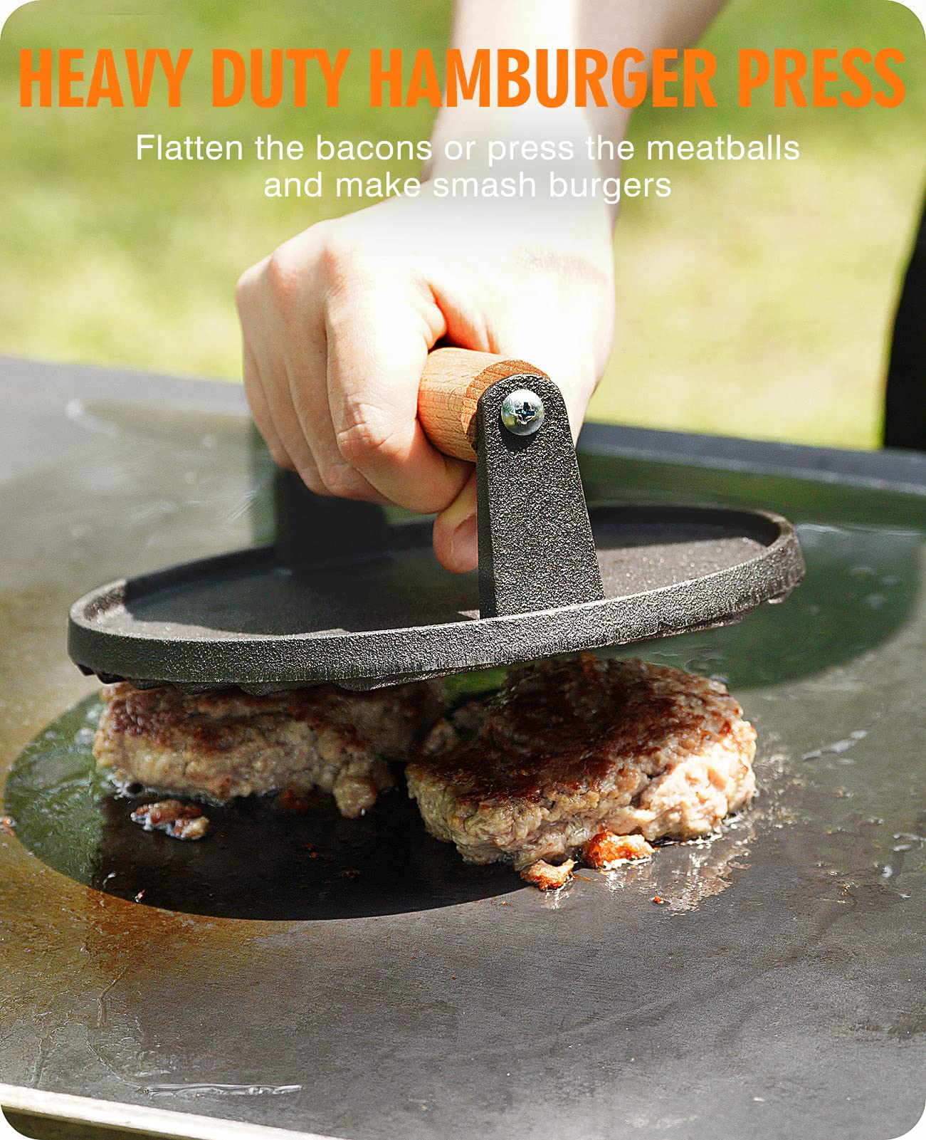 HOMENOTE round burger press 7 inch ensures uniform patty thickness for tasty burgers.
