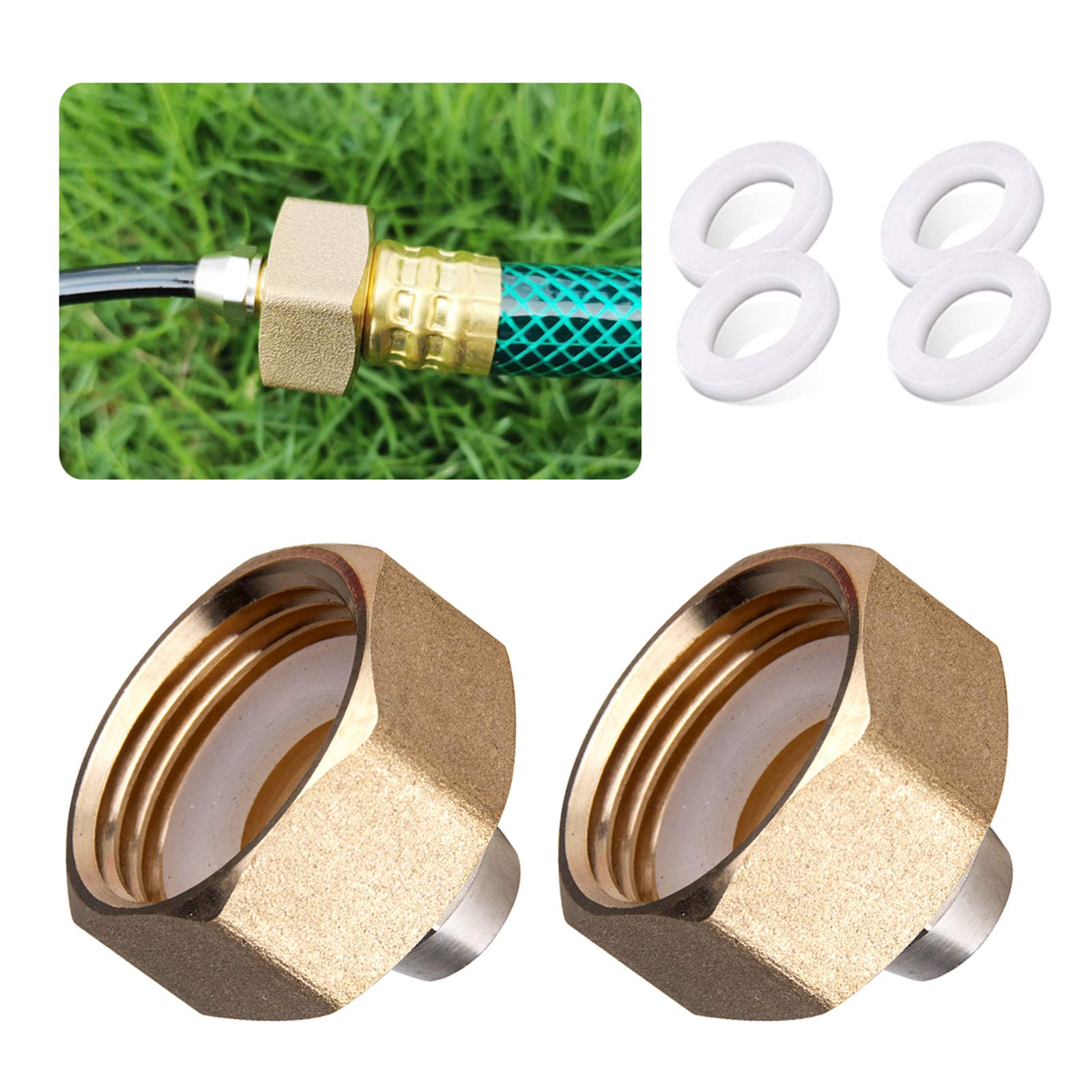 HOMENOTE brass faucet adapters in a 2-pack for drip irrigation use