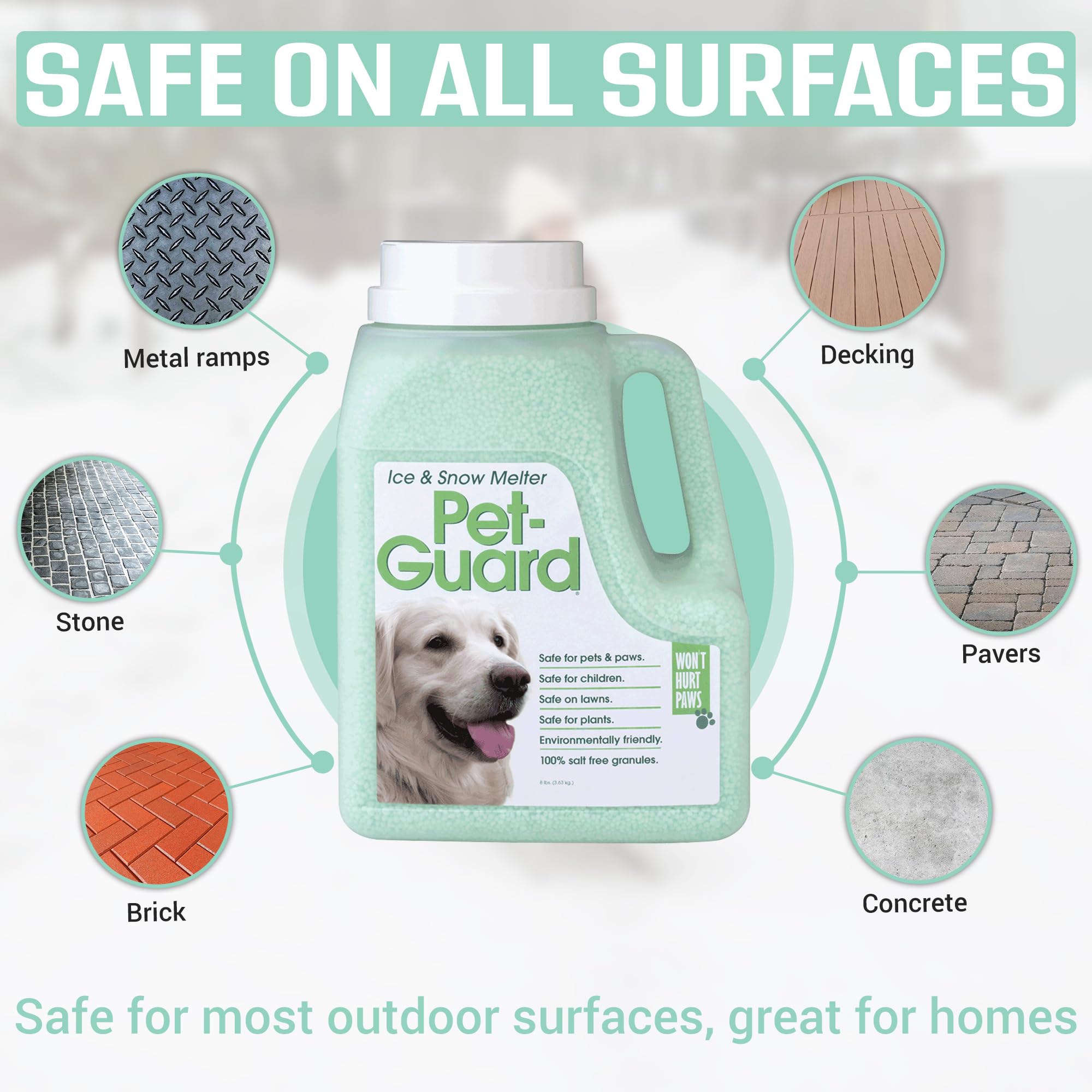 Homestand Market surface-friendly ice melt safe for concrete and outdoor surfaces.