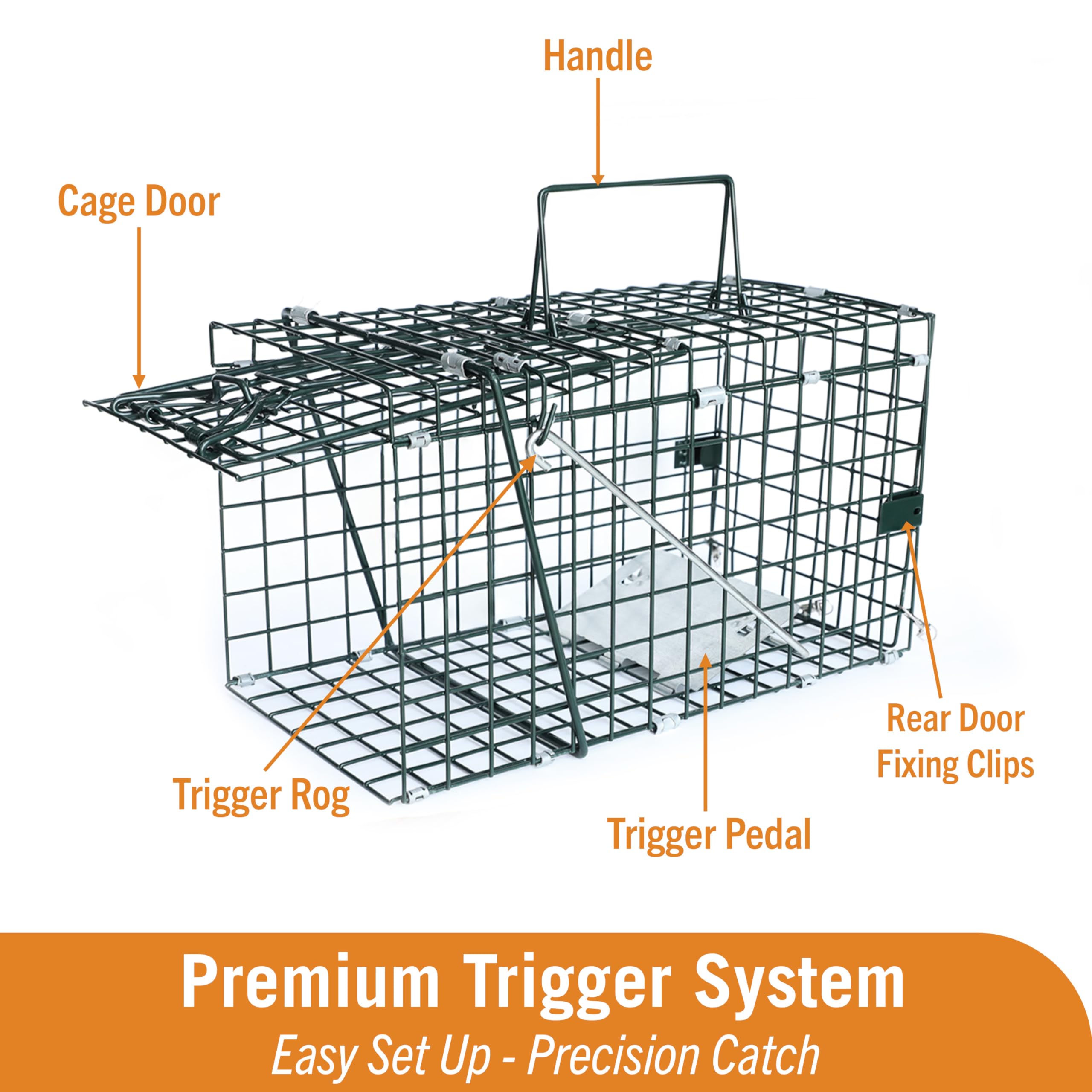 HOMESTEAD Pre-assembled design enables fast, humane setup and release.