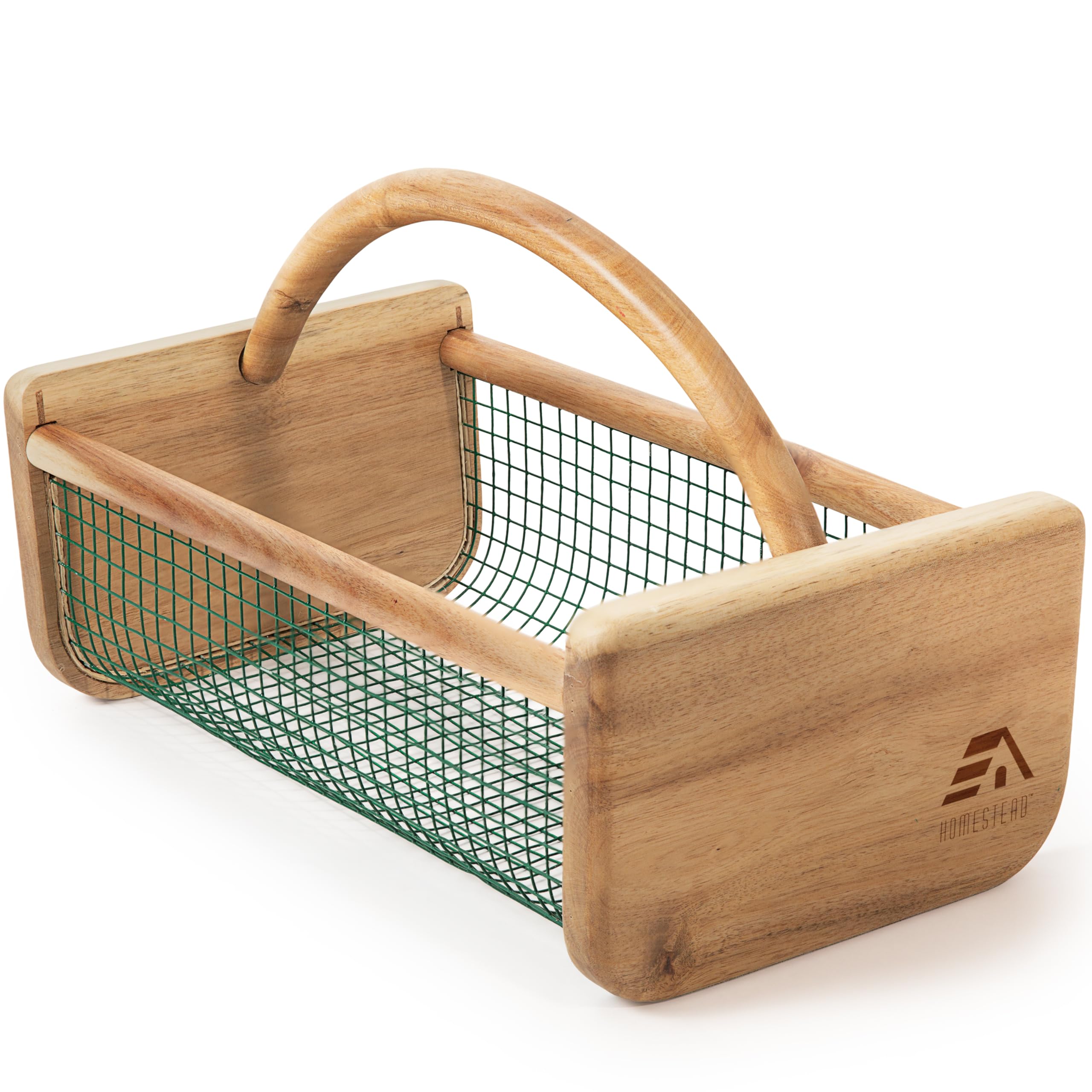 HOMESTEAD Garden Hod Basket with wood frame for durable harvests from garden to kitchen