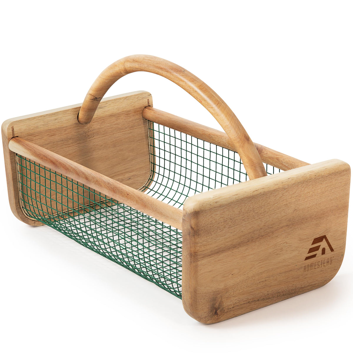 HOMESTEAD Garden Hod Basket with wood frame for durable harvests from garden to kitchen