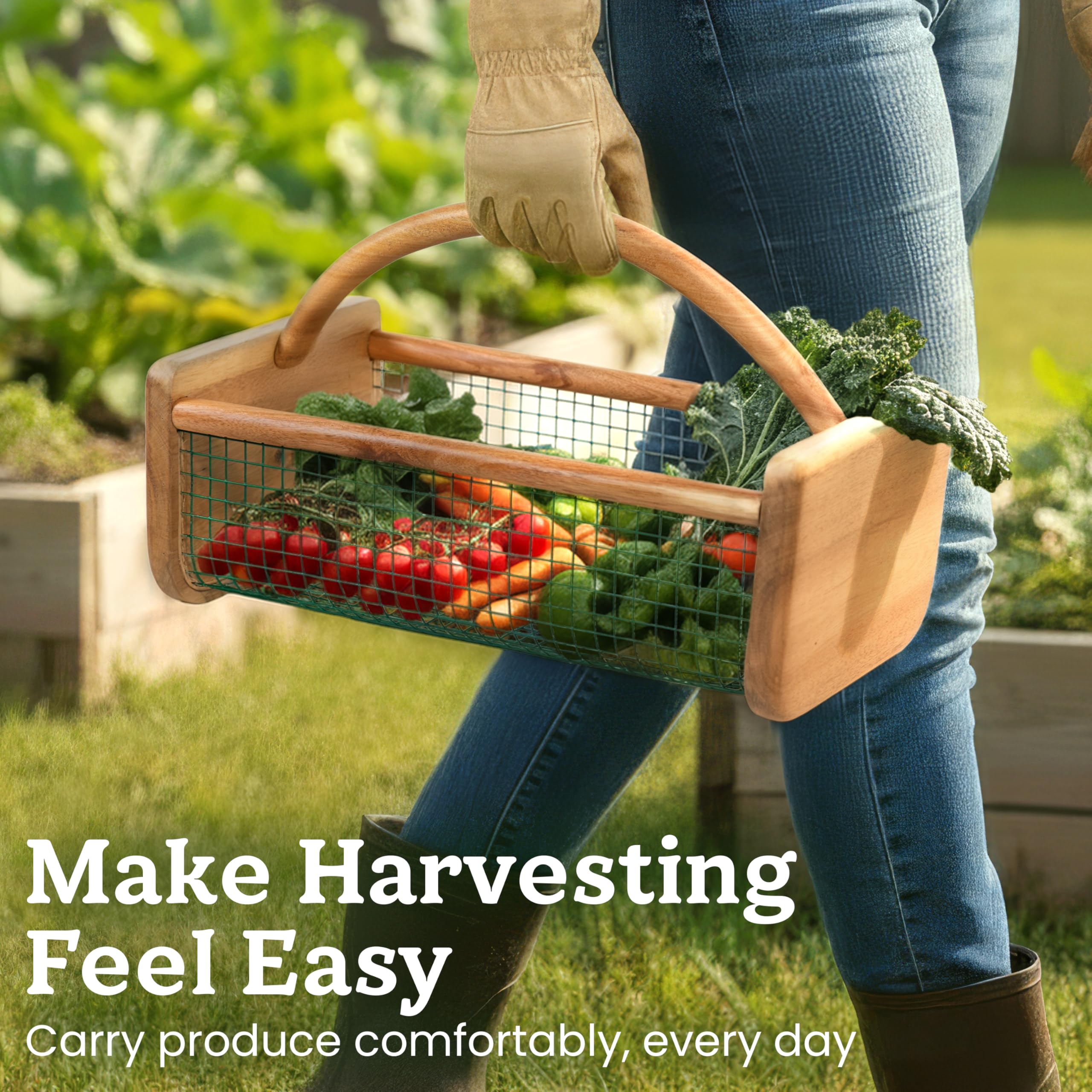 HOMESTEAD Garden Hod mesh design lets soil fall away during rinsing