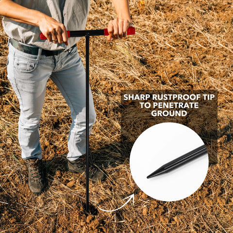 Durable half-inch steel Homestead soil probe rod for long-lasting ground work.