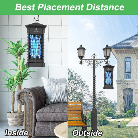 Homesuit Bug Zapper with durable ABS shell resists heat for outdoor durability.