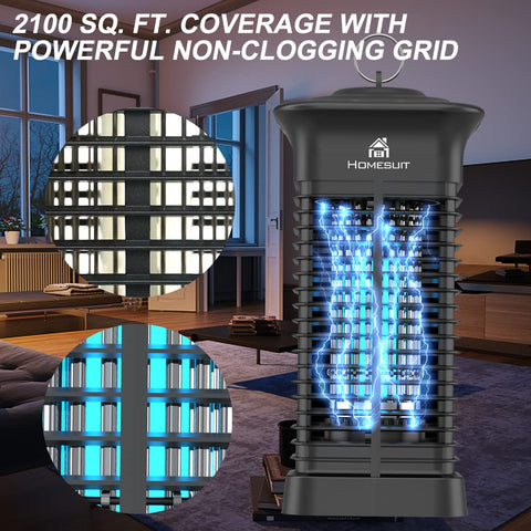Homesuit Bug Zapper electric grid closeup shows the high-voltage killing surface.