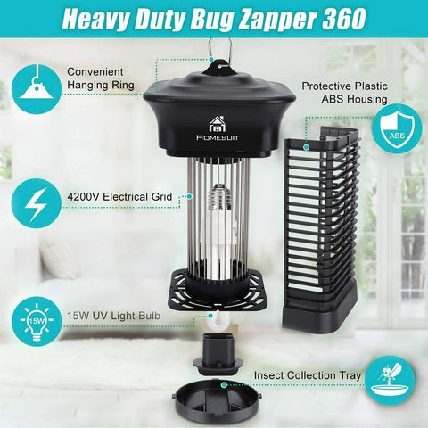 Homesuit Bug Zapper covers up to 2100 sqft for larger spaces.
