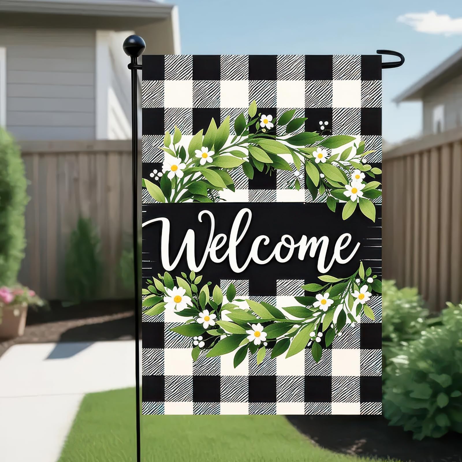 HOMETITUTE 12x18 flag fits standard garden stands for easy setup.
