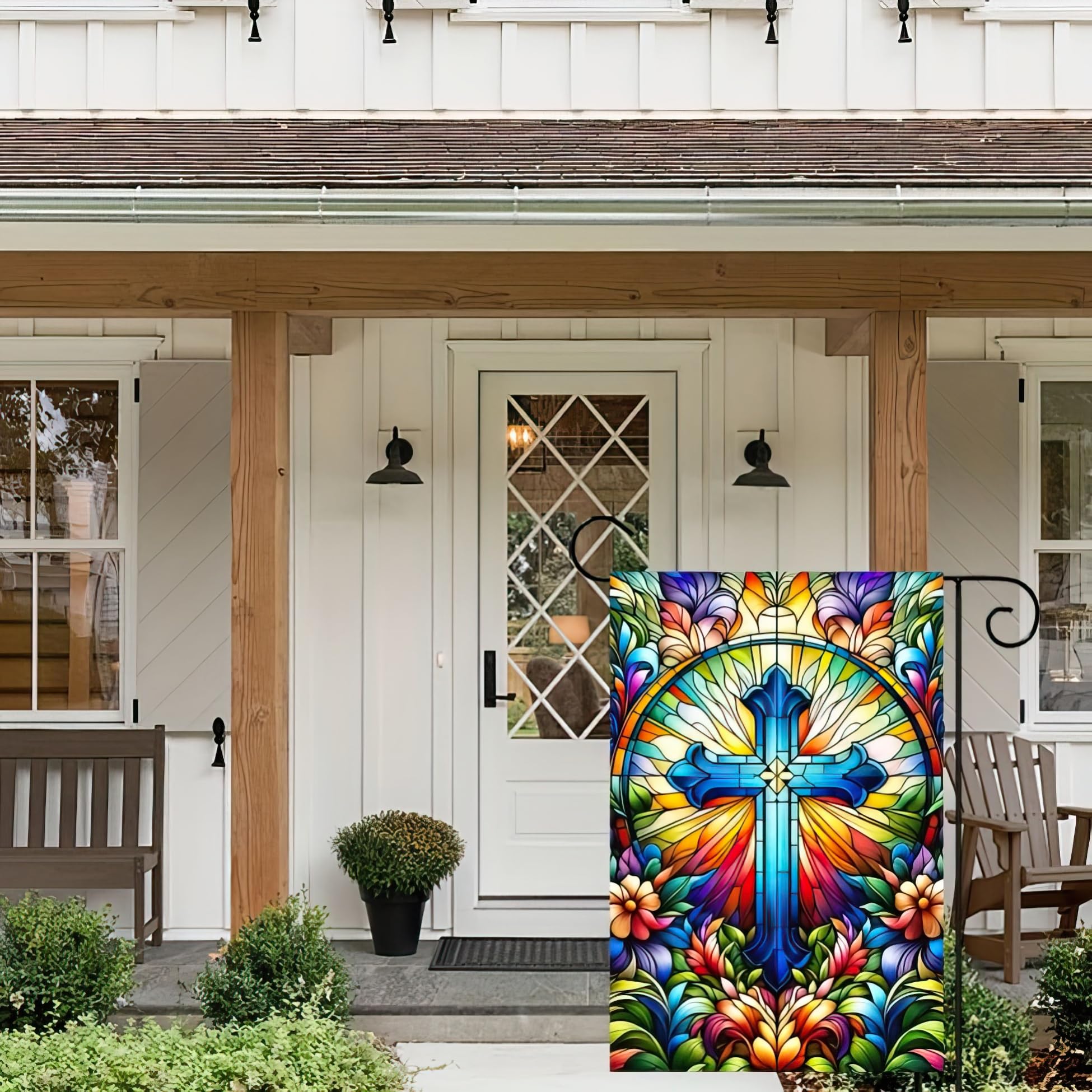 HOMETITUTE 12x18-inch Garden Flag fits standard stands and accents seasonal porches.