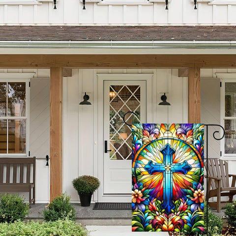 HOMETITUTE 12x18-inch Garden Flag fits standard stands and accents seasonal porches.
