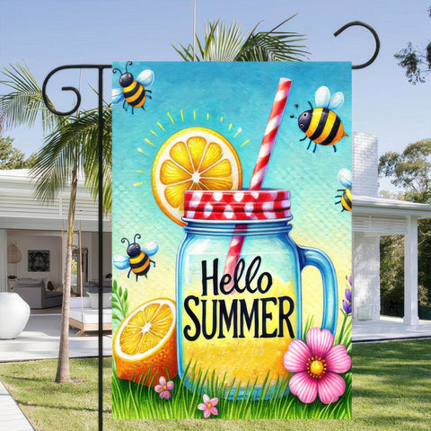 HOMETITUTE BlissYard Hello Summer flag vivid print on both sides for visibility