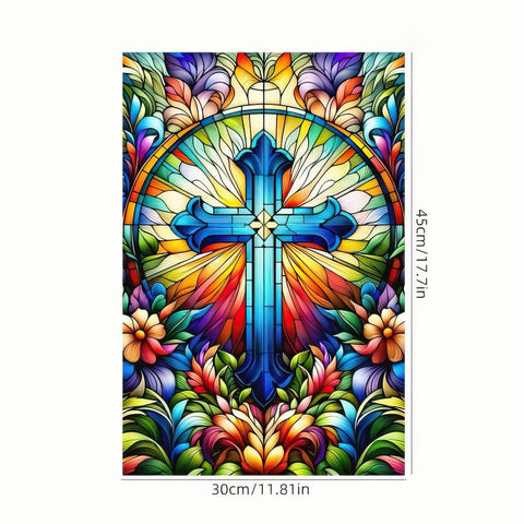 HOMETITUTE Christian Garden Flag Entryway enhances porch decor with a bold cross motif.