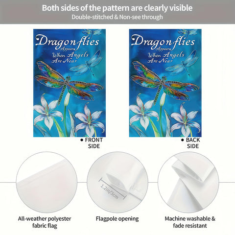 HOMETITUTE floral dragonfly flag graces the entryway with vibrant garden charm.