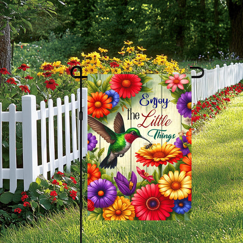 HOMETITUTE hummingbird flag double-sided design visible from both sides