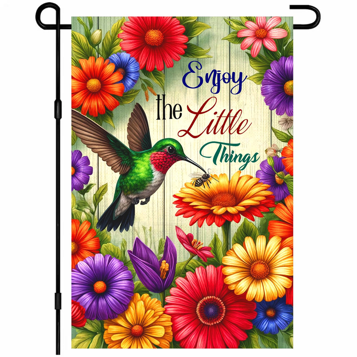 HOMETITUTE hummingbird flag front view adds inviting spring charm to outdoor spaces