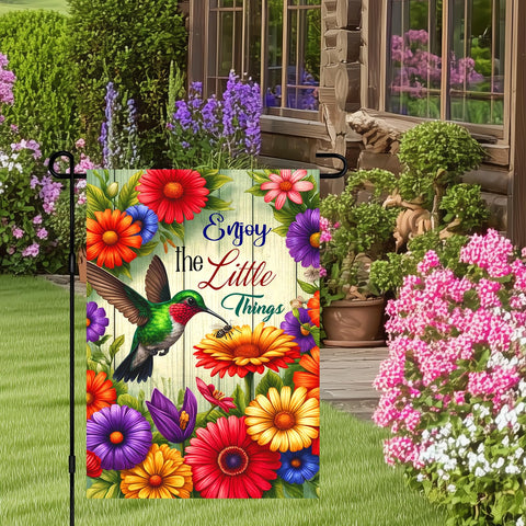 HOMETITUTE garden flag on a pole ready for porch or yard display