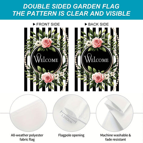 HOMETITUTE Rose wreath flag front porch for seasonal welcome