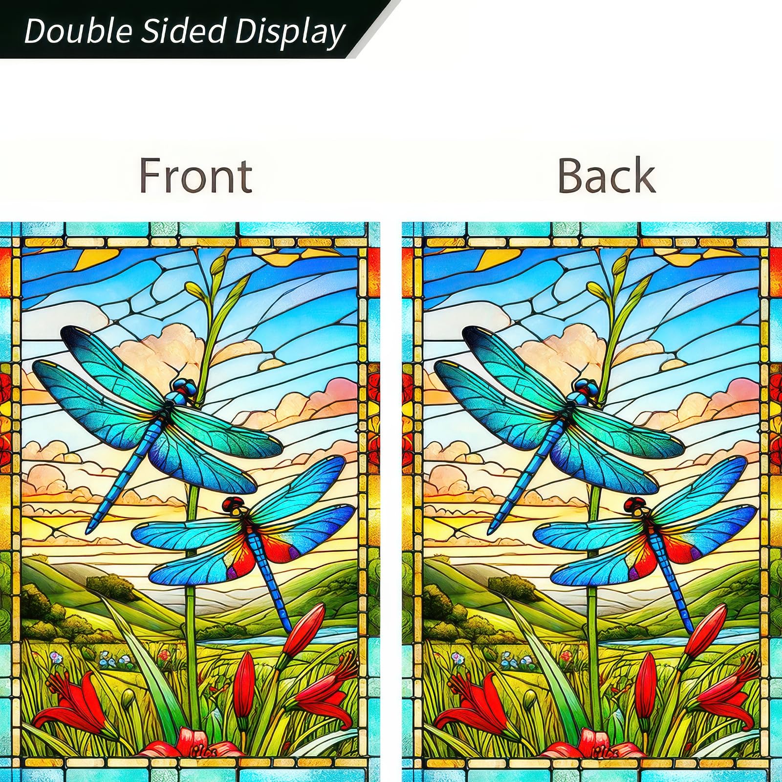 HOMETITUTE spring garden flag features colorful flowers and dragonflies for welcoming entryways.