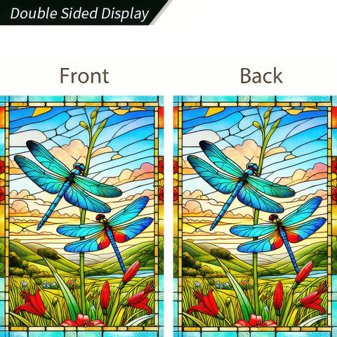 HOMETITUTE spring garden flag features colorful flowers and dragonflies for welcoming entryways.