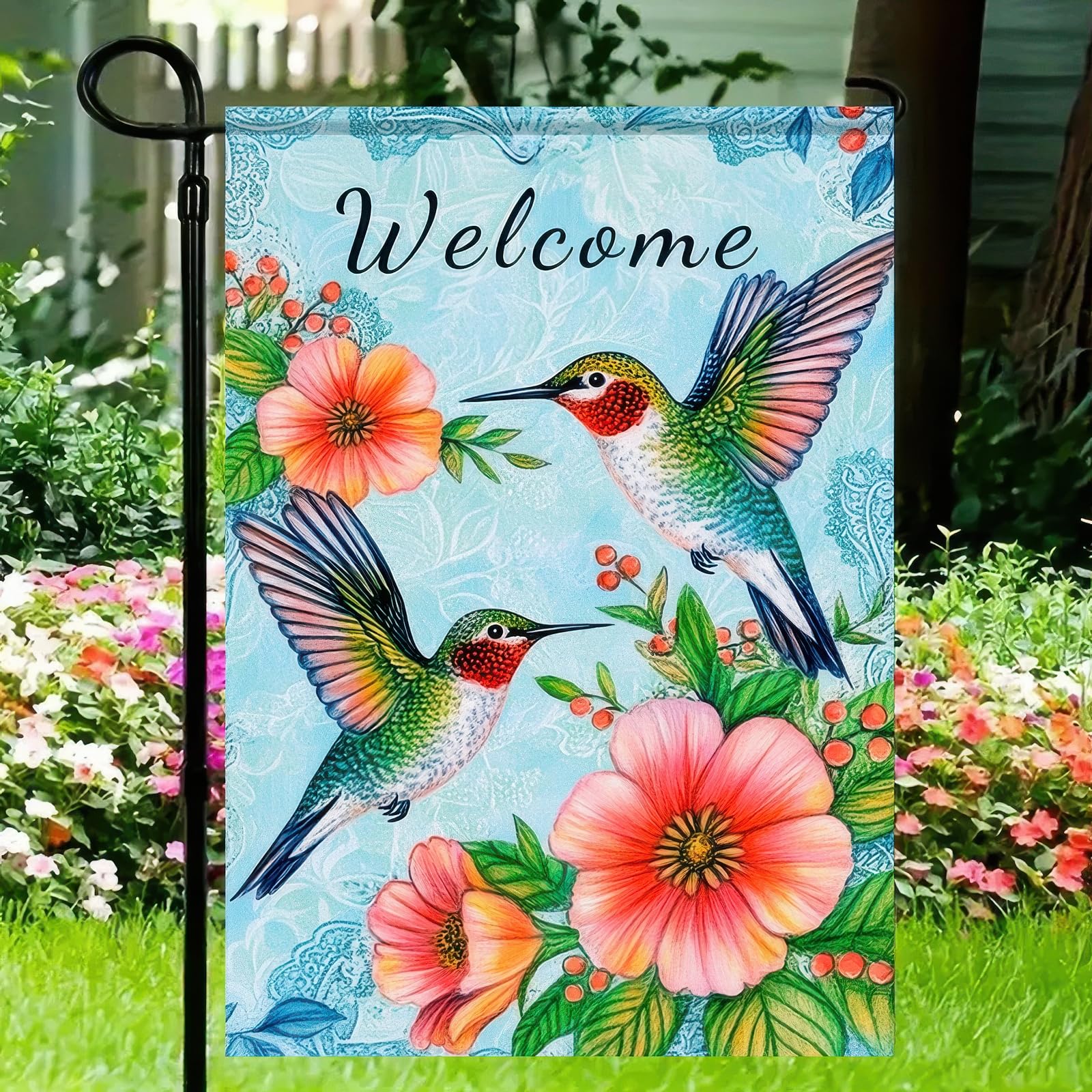 HOMETITUTE Summer Garden Flag elevates outdoor spaces with inviting imagery.