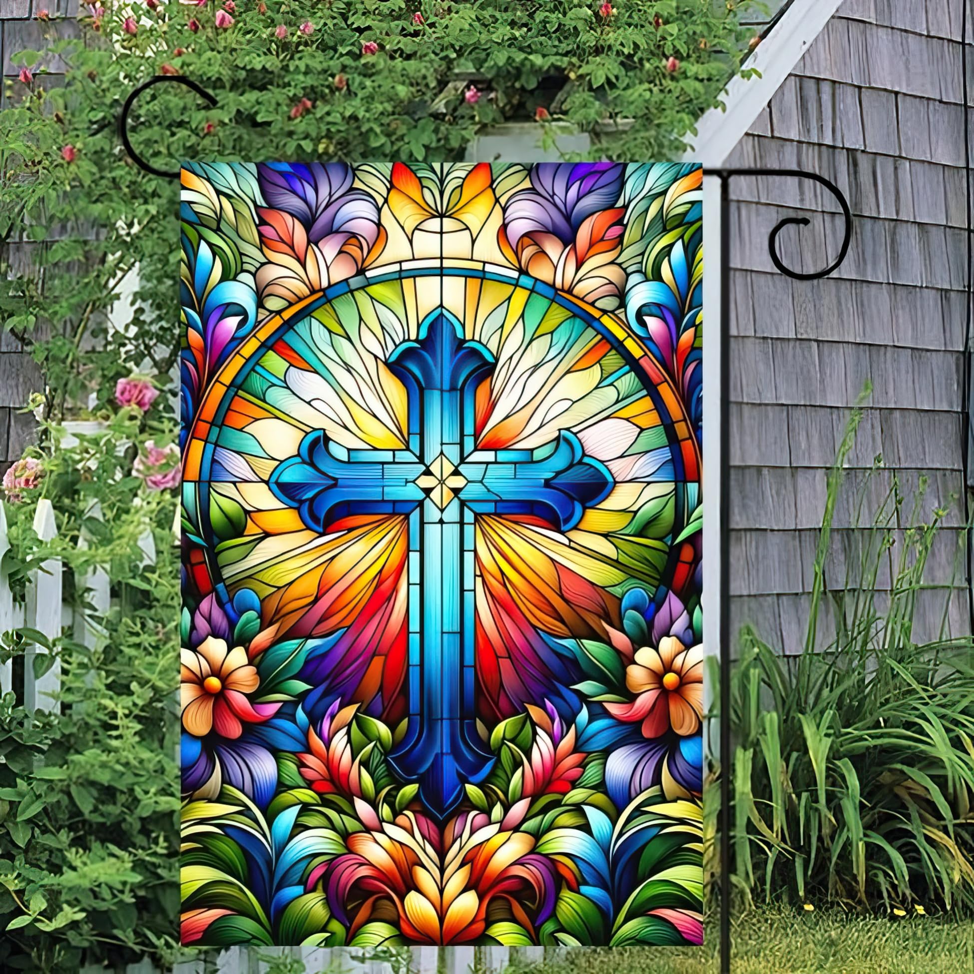 HOMETITUTE Summer Outdoor Flag Faith adds color and spiritual symbolism to lawn and patio.