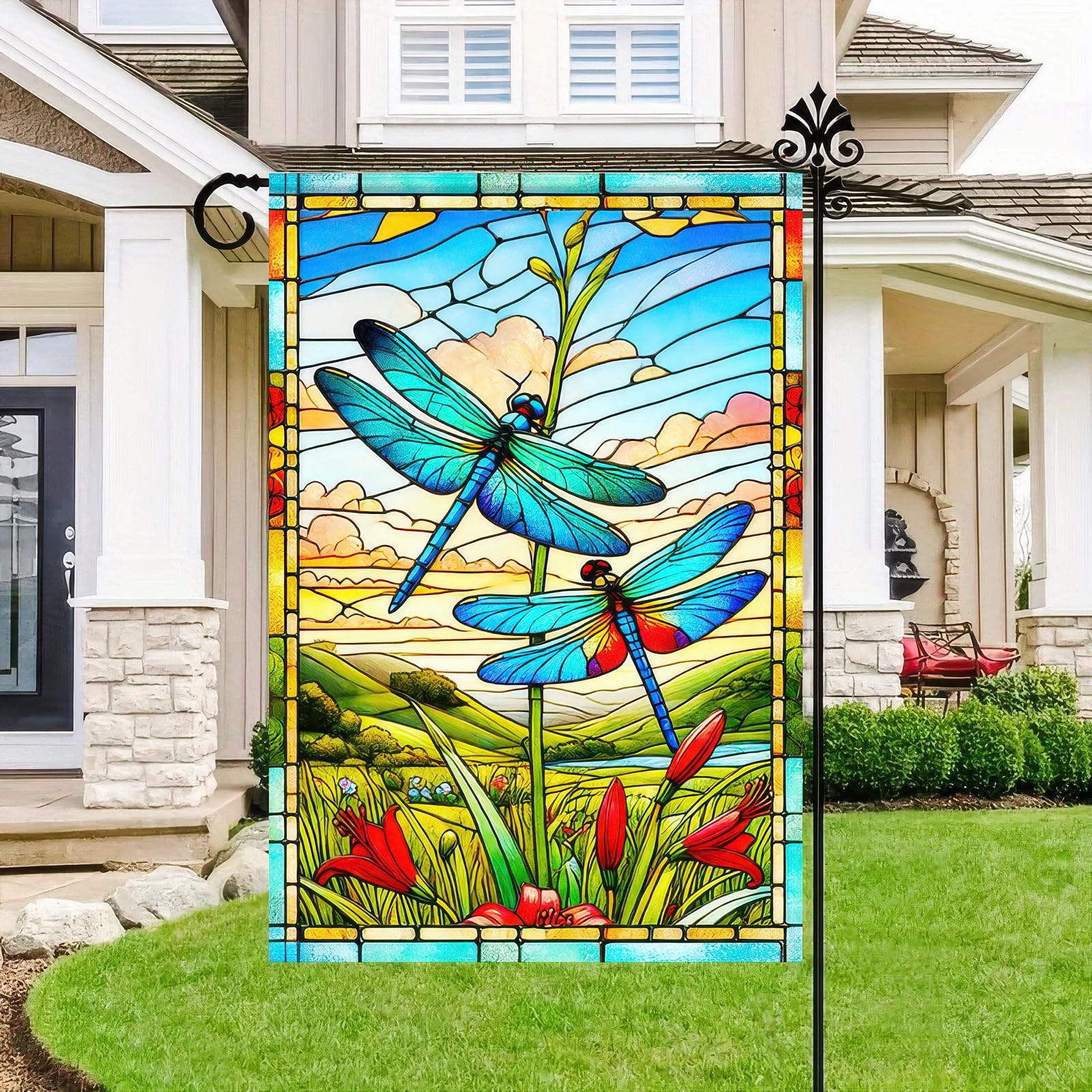 HOMETITUTE vivid stained glass artwork creates visual impact from any angle.