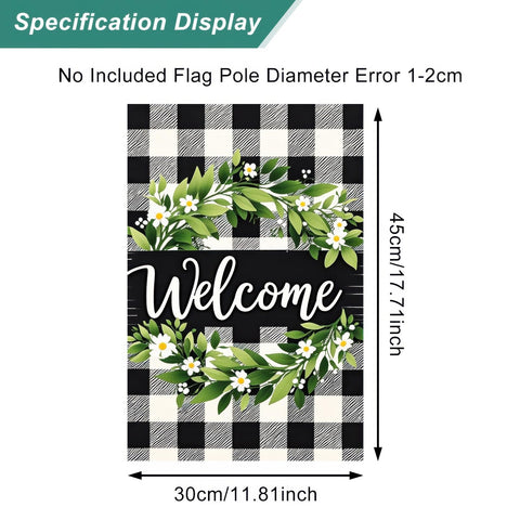 HOMETITUTE wreath flag side view shows double-sided art visibility from both directions.