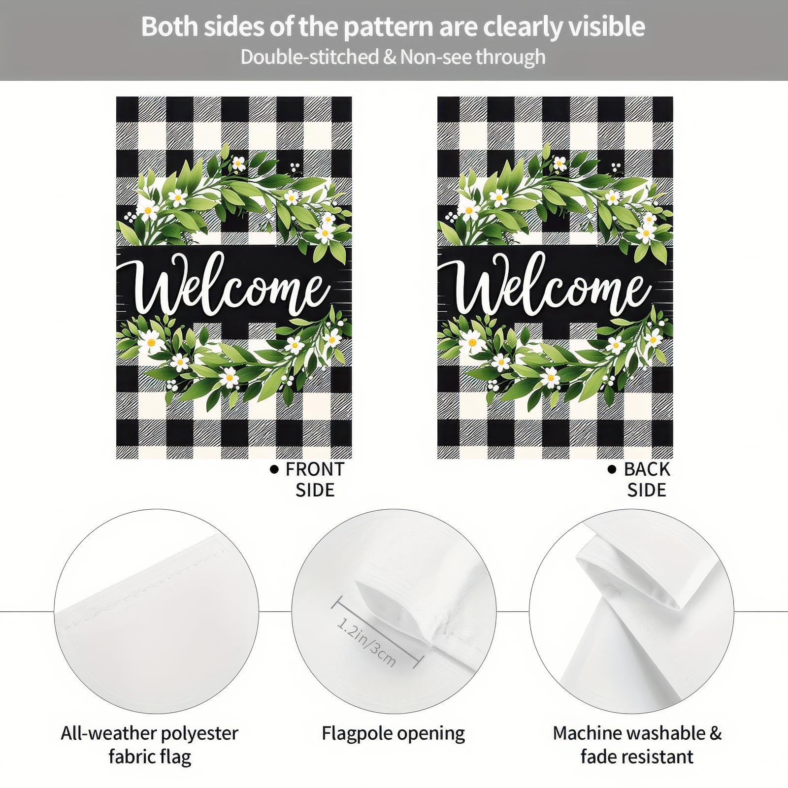 HOMETITUTE yard porch welcome flag enhances entryway decor and curb appeal.