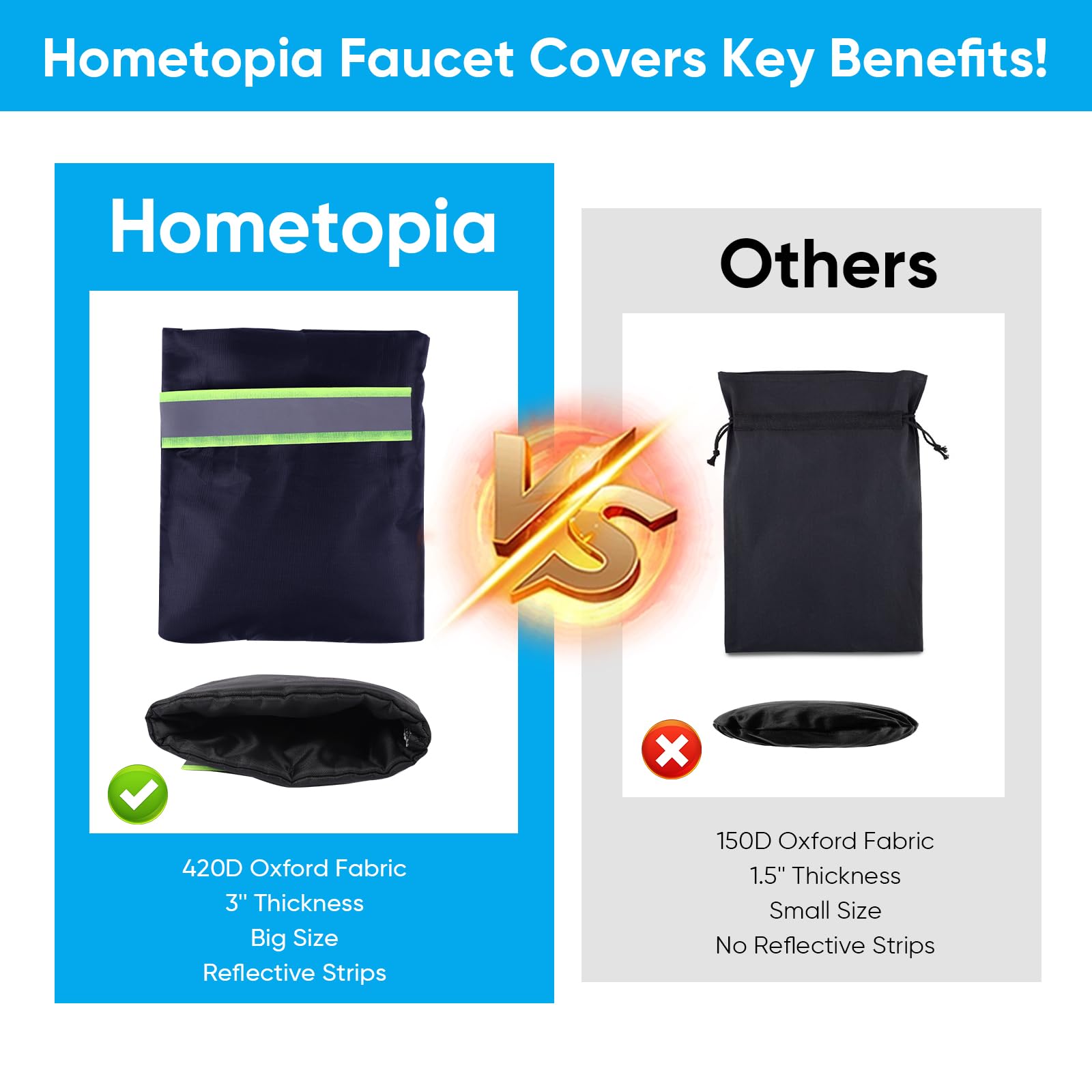 Hometopia four-pack ready for seasonal faucet protection around the property.