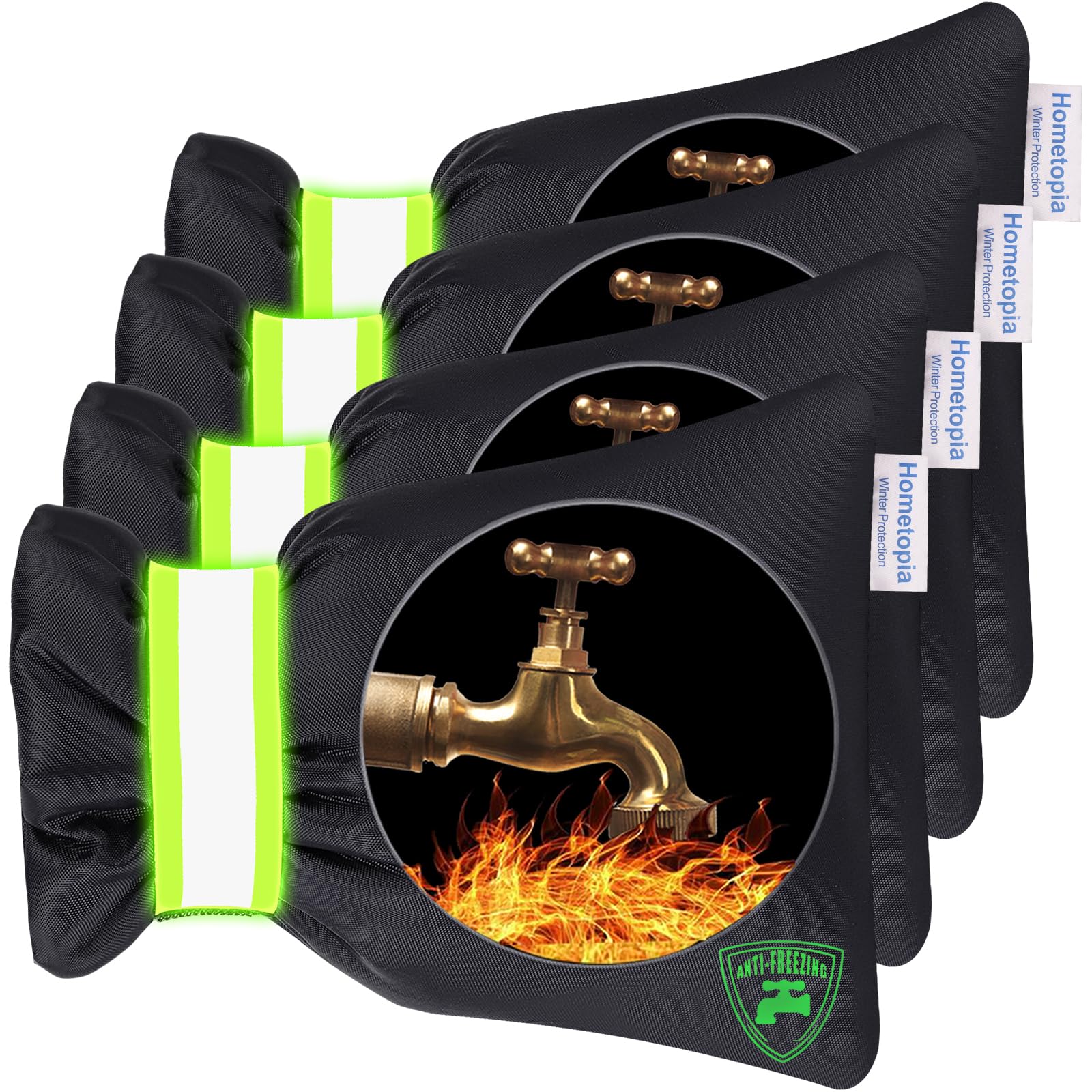 Hometopia outdoor faucet cover placed on a spigot to protect from winter weather.