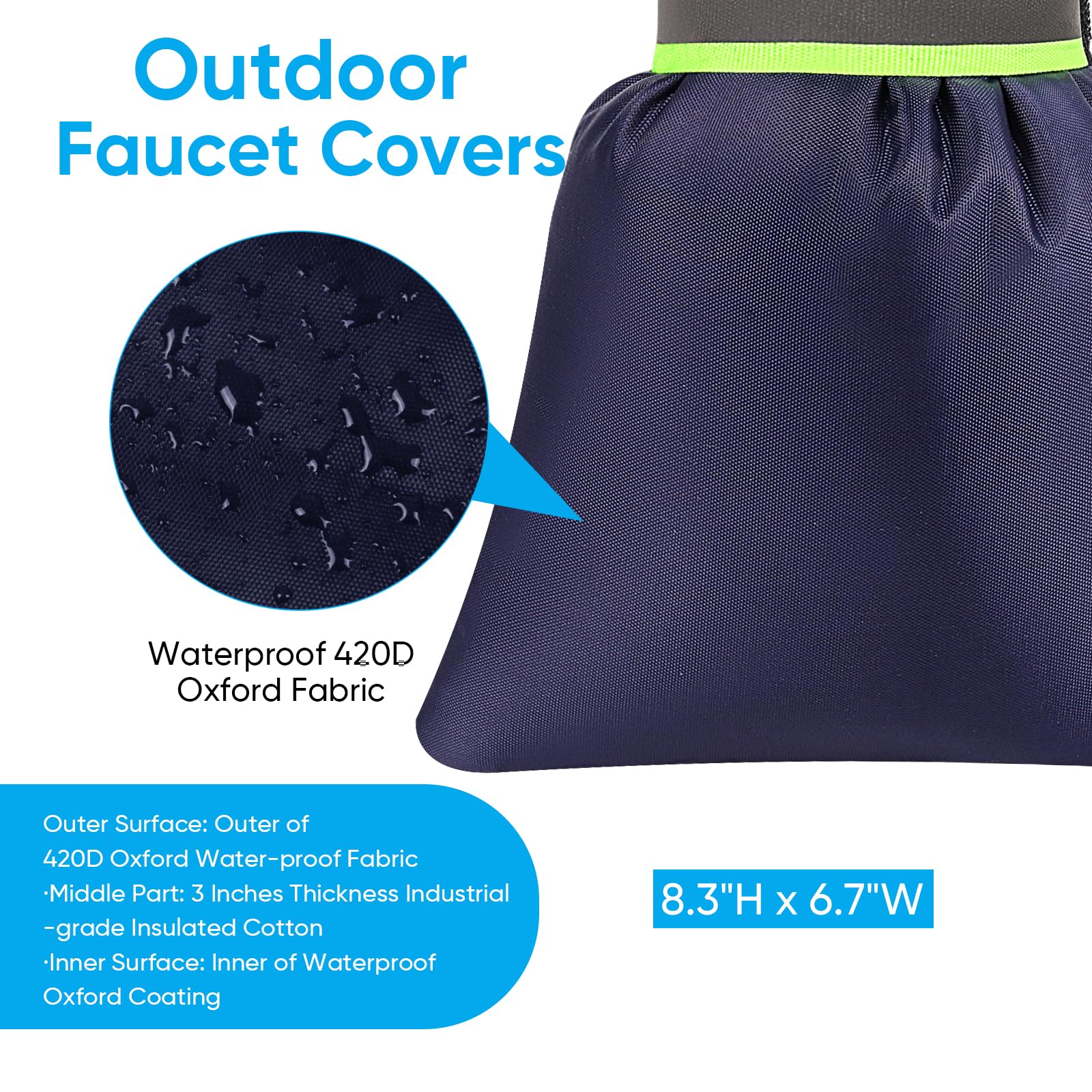 Hometopia two-pack in-use on faucet during winter mornings to reduce frost risk.